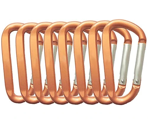 LESHIRY Large Carabiners Keychain 3" Aluminum D Shape Premium Durable D-Ring Carabiner Clip Hook Camping Accessories Snap Link Key Chain Durable Improved Design (8pcs Orange)