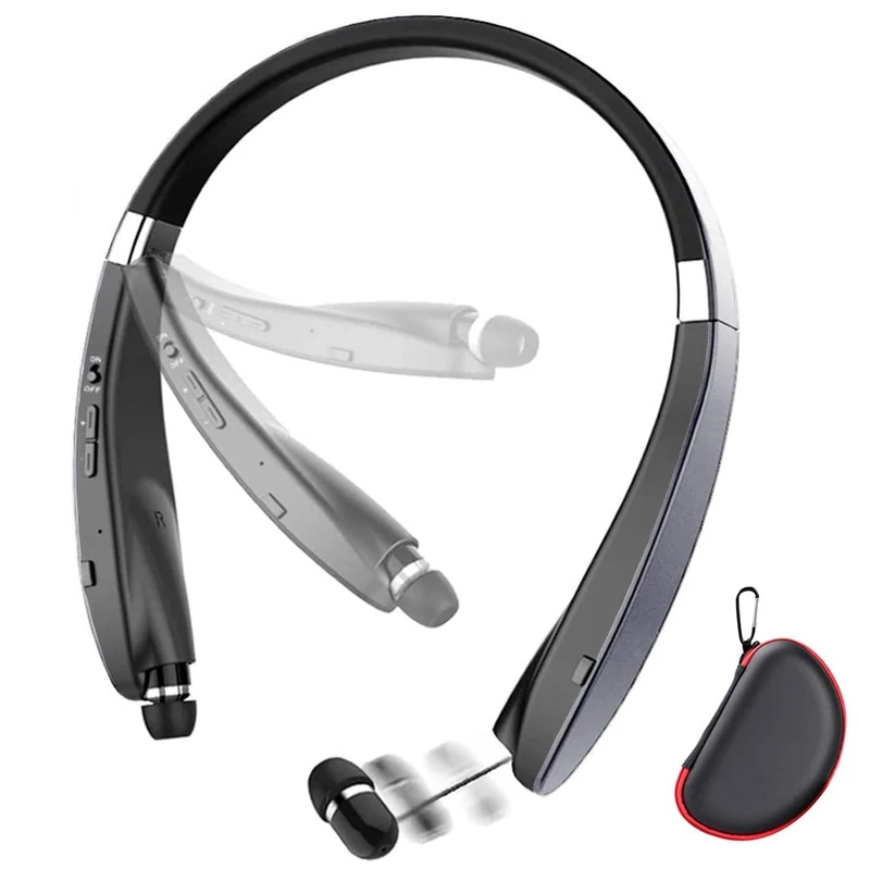 BEARTWO Foldable Bluetooth Headset - 16h Battery, Noise Cancel Gray