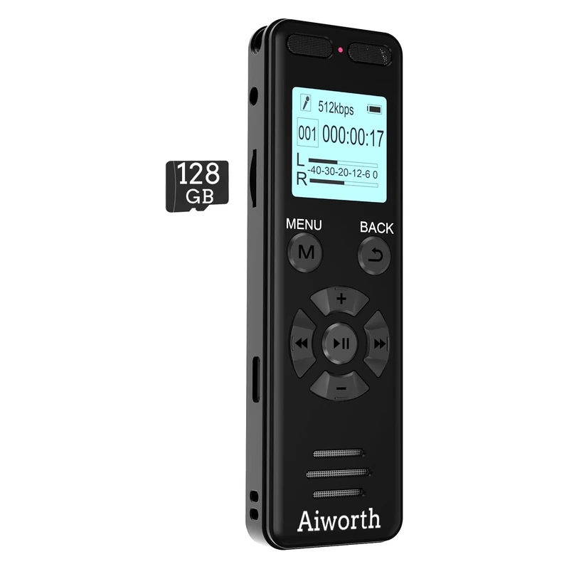 136GB Digital Voice Recorder Voice Activated Recorder for Lectures Meetings - aiworth 9860 Hours Sound Audio Recorder Dictaphone Recording Device with Playback,MP3 Player,Password,Variable Speed.