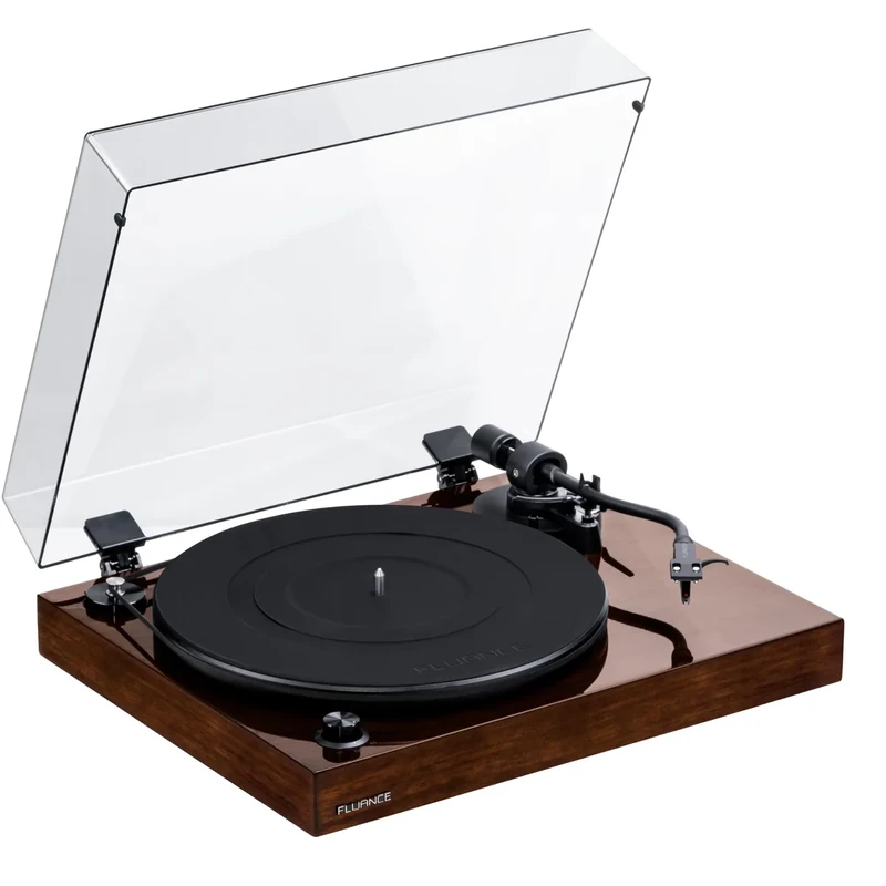 Fluance RT82 Reference High Fidelity Vinyl Turntable Record Player with Ortofon OM10 Cartridge, Speed Control Motor, High Mass MDF Wood Plinth, Vibration Isolation Feet - Walnut - Image 1