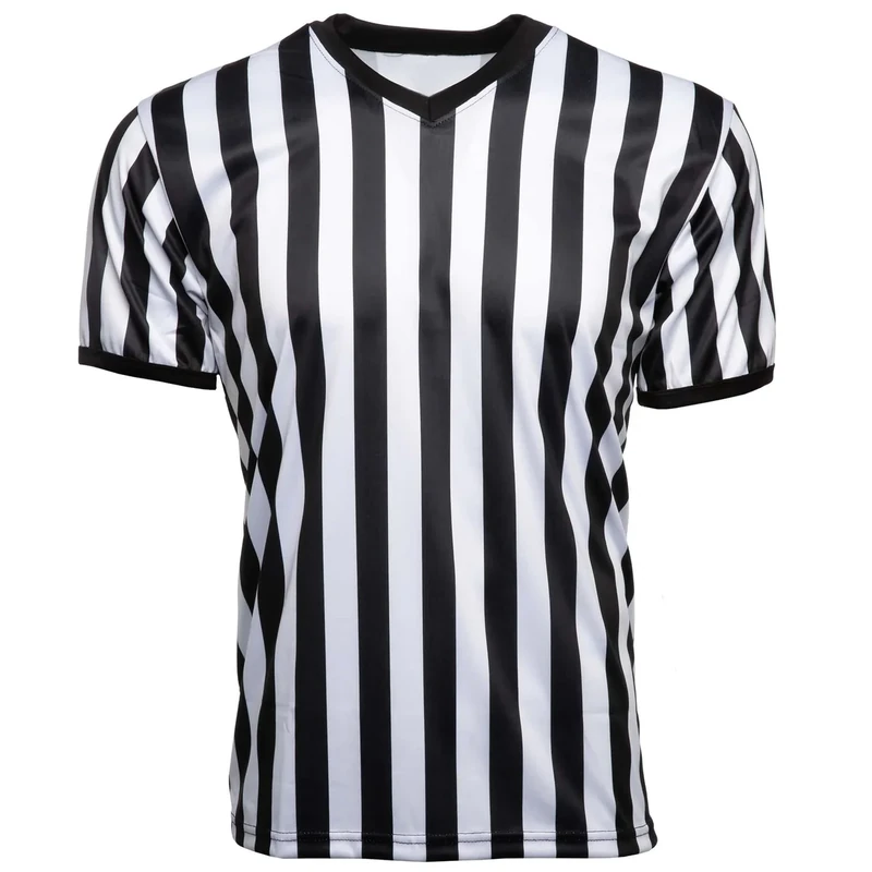 Murray Sporting Goods Men's V-Neck Referee Shirt | Men’s Official Short Sleeve Pro-Style V-Neck Officiating Halloween Costume (X-Large)