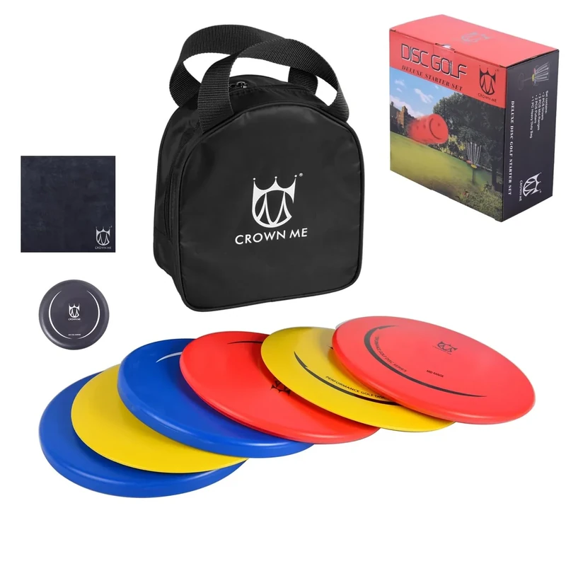 CROWN ME Disc Golf Set with 6 Discs and Starter Disc Golf Bag – Fairway Driver, Mid-Range, Putter Disc