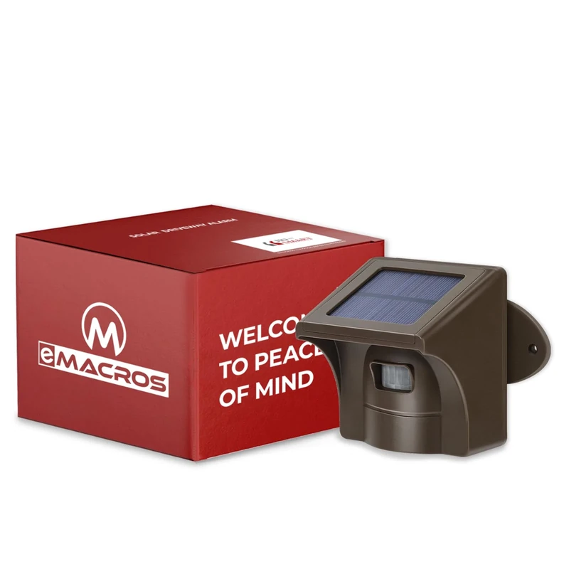 eMACROS Single Solar Sensor Incompatible with Pre-2022 Versions— 1/2 Mile Long Range Motion Sensor for Long Driveways, Homes & Large Properties, Outdoor Weatherproof Security Alert System