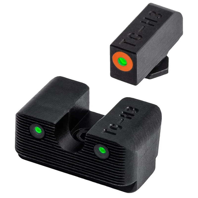 TRUGLO Tritium Pro Night Sights, Compatible with Glock High Handgun Models | Compact Durable Glow-in-the-Dark Front & Rear Gun Sight Set with Orange Focus Lock Front Ring