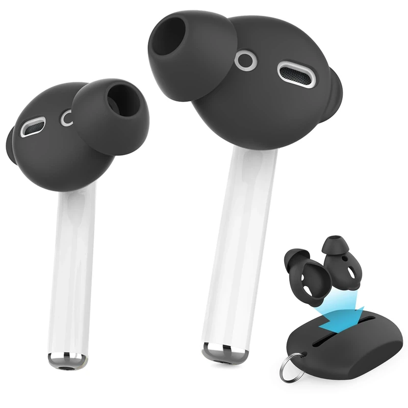 AhaStyle 3 Pairs AirPods Ear Tips Silicone Earbuds Cover [Not Fit in The Charging Case] Compatible with Apple AirPods (3 Pairs Small, Black)