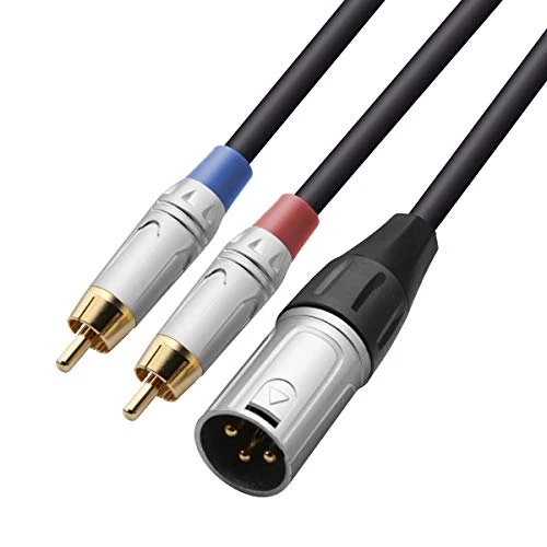 Tisino 2 RCA to XLR Male Y Splitter Cable - 5 feet, Unbalanced Dual RCA Male to 1 XLR Splitter Duplicator Lead Y-Cable Adapter