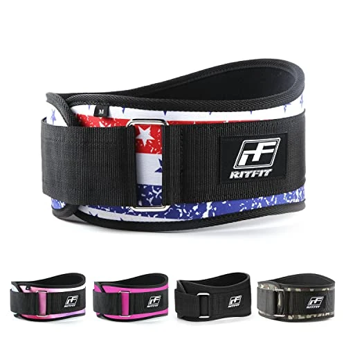 RitFit Self-Locking Weight Lifting Belt Gym Belt Great for Squats, Lunges, Deadlift, Thrusters Men and Women Lifting Belt- 6 Inch/Flag