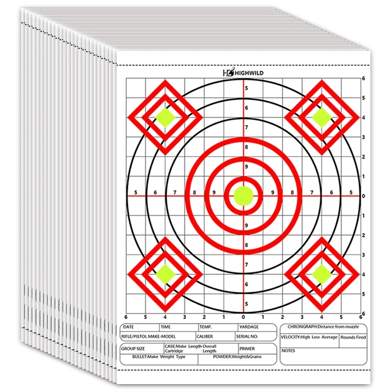 Highwild Paper Targets - Bullseye Target Sheet Paper - Practice for Firearms and Rifles Gun Shooting Outdoors - 13" X 17", 24 Pack