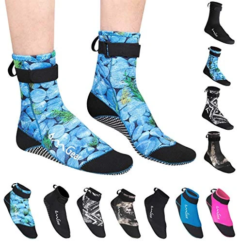 Beach Socks Neoprene Water Socks 3mm Glued Blind Stitched Camouflage Wetsuit Booties Fin Swim Socks Water Sports Outdoor Activities Home Slippers(3mm high Cut/camo3,XL)