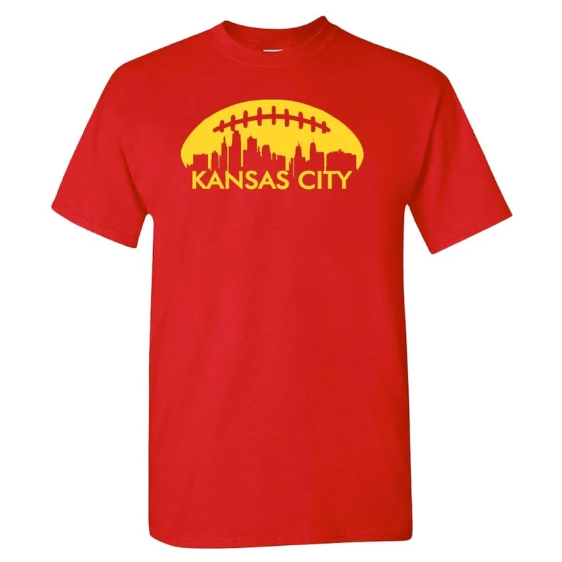Football Fans - KC Skyline Men's T-Shirt (Red Shirt, 5XL)