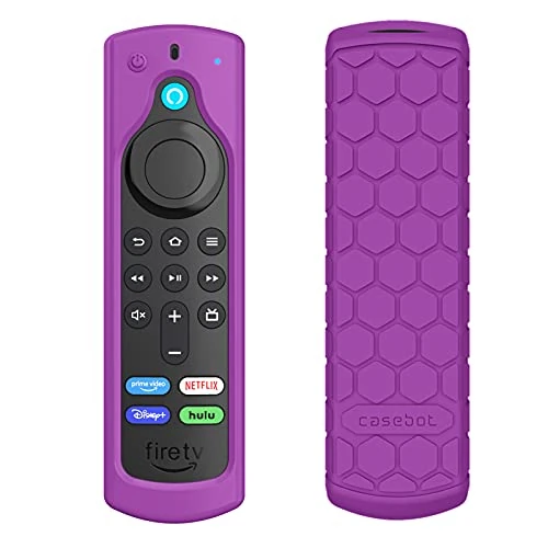 CaseBot Remote Case for Fire TV Stick HD/4K/4K Max (1st Gen)/Fire TV Stick (3rd Gen)/Lite - Anti-Slip Shockproof Silicone Cover for Alexa Voice Remote (2nd & 3rd Generation) (Purple)