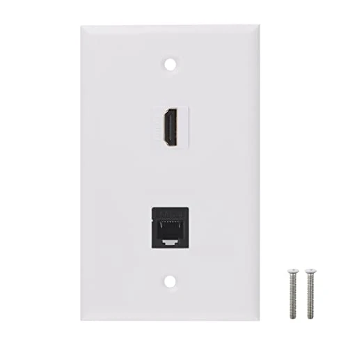 HDMI Phone Wall Plate - 1 Port 4K HDMI Keystone, 1 Port RJ11 Cat3 Keystone Wall Plate Female to Female-White