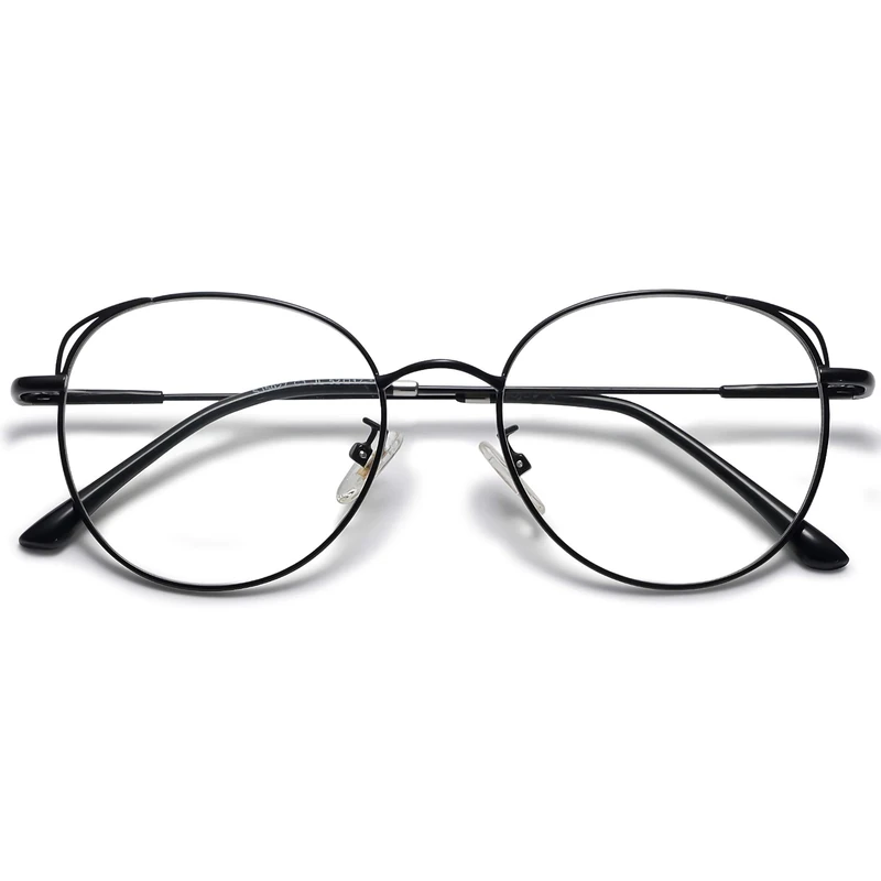 SOJOS Cat Eye Blue Light Blocking Glasses for Woman Hipster Metal Frame Womens Eyeglasses She Young SJ5027, Black Frame/Anti-Blue Light Lens