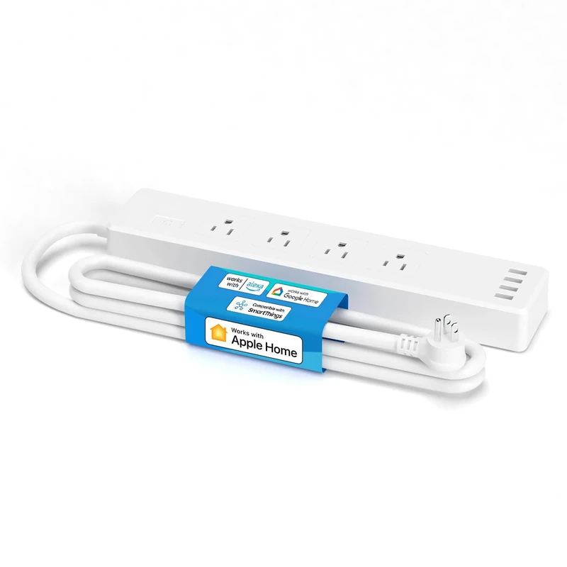 Meross Smart Power Strip Compatible with Apple HomeKit, Siri, Alexa, Google Home and SmartThings, WiFi Surge Protector with 4 AC Outlets, 4 USB Ports and 6ft Extension Cord, Voice and Remote Control