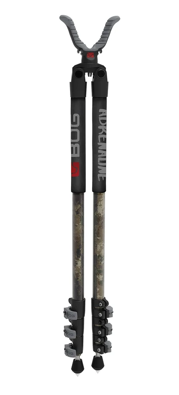 BOG Adrenaline Camo Bipod Shooting Rest with Lightweight Aluminum Construction, Switcheroo System, Universal Shooting Rest Head, Lever Locks, High Density Foam Grip, for Hunting, Shooting, and Outdoor