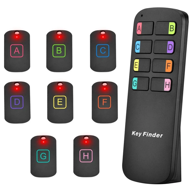 Key Finder Locator Tags, Lost Remote Finder Make Noise, TV Remote Control Finder with Sound 8 Receivers 85DB Beeper LED Light Wireless Item Tracker Locators Find Keys Device for Wallet Pets Gift