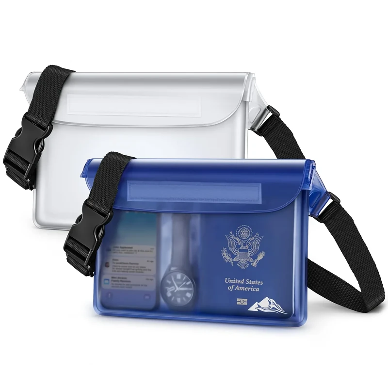 HEETA Waterproof Fanny Pack, Waterproof Pouch Dry Bag 2/3/4 Pack for Phone Passport Purse, Adjustable Waist Strap for Swimming Kayaking Boating Paddle Board Accessories Cruise Beach Camping Essentials