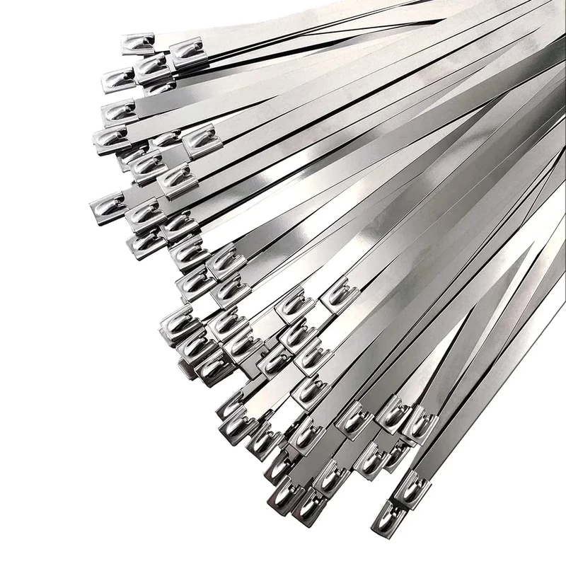 HS Metal Zip Ties Stainless Steel Cable Tie 11.8 Inch (100 Pack) Extra Heavy Duty Self-Locking Strap Ties 225 Lbs Perfect for Exhaust,Fence Outdoor,Automotive