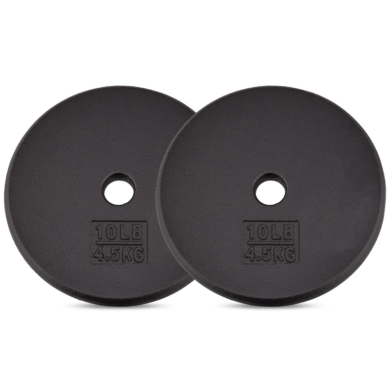 Yes4All Standard 1 Inch Cast Iron Weight Plate - Ideal for Strength Training - 10LB - Pair