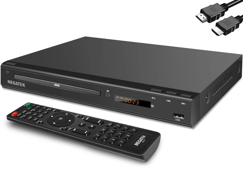MEGATEK Region-Free HDMI DVD Player - 1080p Upscaling, USB & Remote