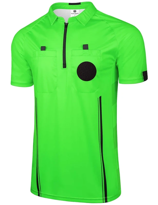 FitsT4 Sports Pro Soccer Referee Jersey Short Sleeve Ref Shirts Green Medium