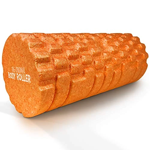 The Original Body Roller - High Density Foam Roller Massager for Deep Tissue Massage of The Back and Leg Muscles - Self Myofascial Release of Painful Trigger Point Muscle Adhesions - 13" Orange