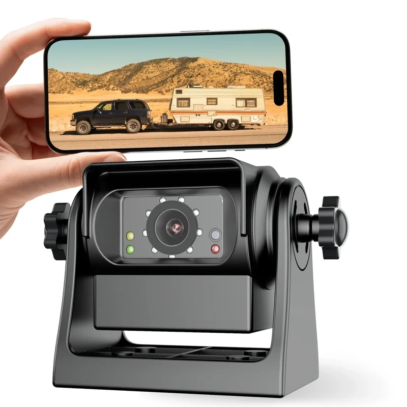 EWAY Strong Magnetic Wireless Backup Camera for iPhone Android, WiFi Hitch Camera Rechargeable Battery for Hitch Gooseneck Travel Boat Horse Trailer Truck Camper RV Front Rear View Reverse Back up