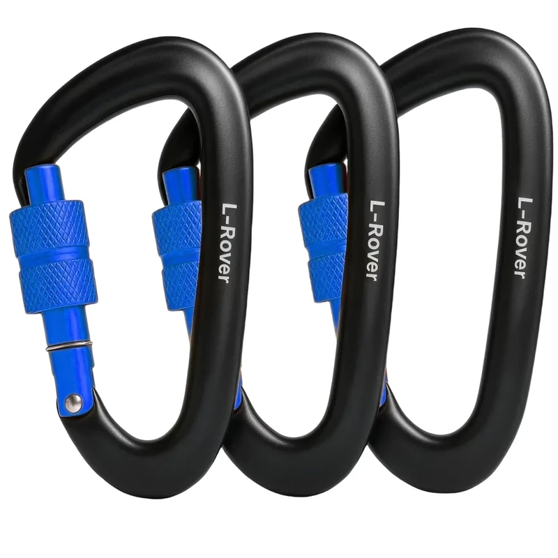 3 Heavy Duty Carabiner Clips 12kN (2697 lbs)-Lightweight Locking Carabiners for Securing Pets，Camping, Hiking, Hammock，Outdoor and Gym etc, Keychains& Utility