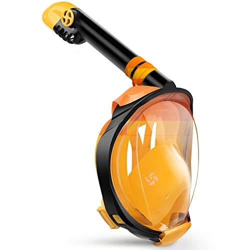 Greatever G2 Full Face Snorkel Mask with Latest Dry Top System,Foldable 180 Degree Panoramic View Snorkeling Mask with Camera Mount,Safe Breathing,Anti-Leak&Anti-Fog