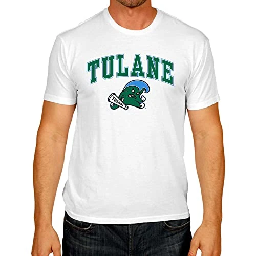 Campus Colors NCAA Adult Gameday Cotton T-Shirt - Premium Quality - Semi-Fitted Style - Officially Licensed Product (Tulane Green Wave - White, Small)
