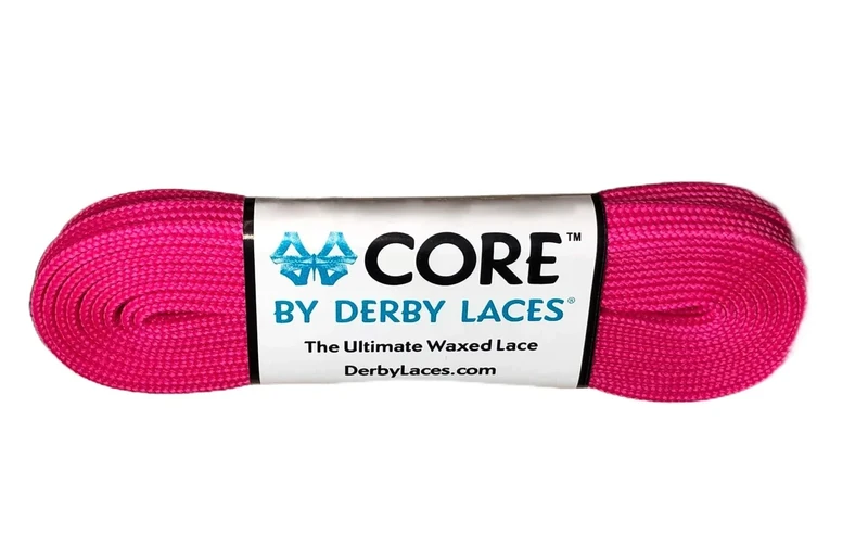 Derby Laces CORE Narrow 6mm Waxed Lace for Figure Skates, Roller Skates, Boots, and Regular Shoes (Hot Magenta, 60 Inch / 152 cm)