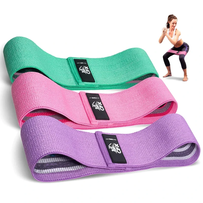 CFX Resistance Bands Set, Exercise Bands with Non-Slip Design for HIPS & Glutes, 3 Levels Workout Bands for Women and Men, Booty Bands for Home Fitness, Yoga, Pilates (Pink)