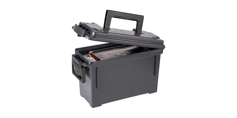 Plano Field Ammo Box .30 Caliber, Black, Lockable Ammunition Storage Box with Heavy-Duty Carry Handle, Small Plastic Ammo Crate, Water-Resistant Protection, Holds 6-8 Boxes of Ammo