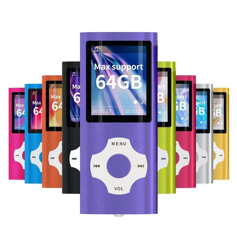 WOWSYS- Digital, Compact and Portable MP3 / MP4 Player (Max Support 64 GB) with Photo Viewer, E-Book Reader and Voice Recorder and FM Radio Video Movie in Purple