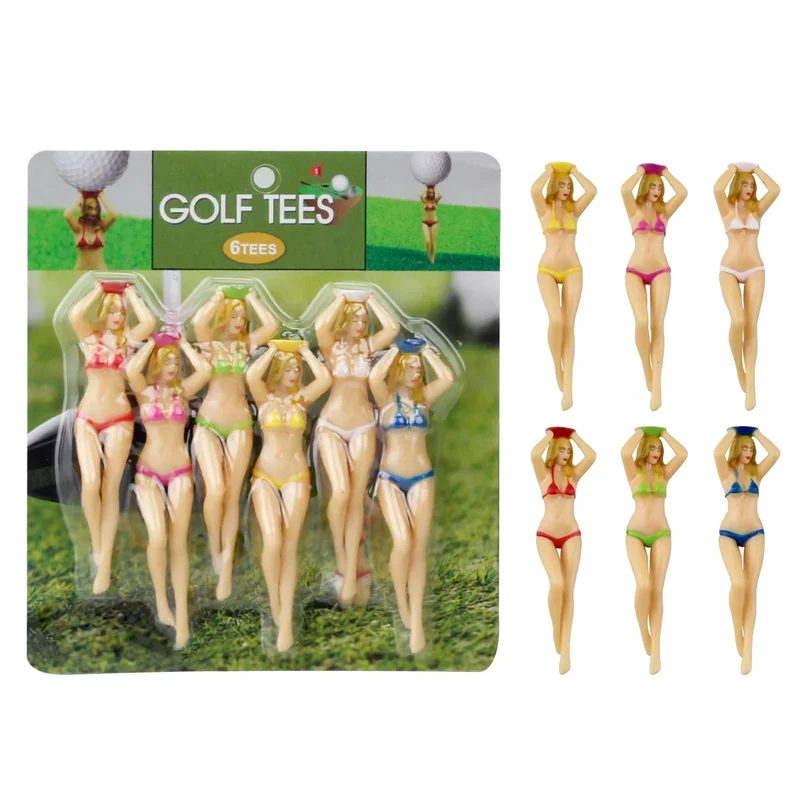 KOFULL Colored Golf Tees, Golf Tee, 3 inch Plastic Tee, Golf Practice Novelty Tees, White Elephant Stocking Stuffer Gifts for Him, Golfer Fun Gift, 6 per Set