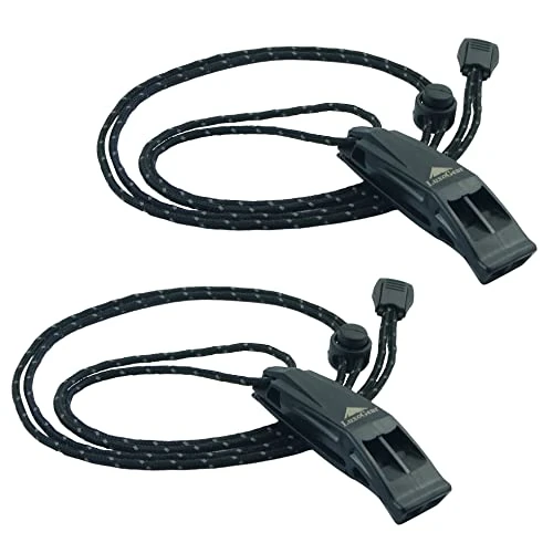 LuxoGear Emergency Whistles with Lanyard Safety Whistle Survival Shrill Loud Blast for Kayak Life Vest Jacket Boating Fishing Boat Camping Hiking Hunting Rescue Signaling Kids Lifeguard Plastic 2 Pack