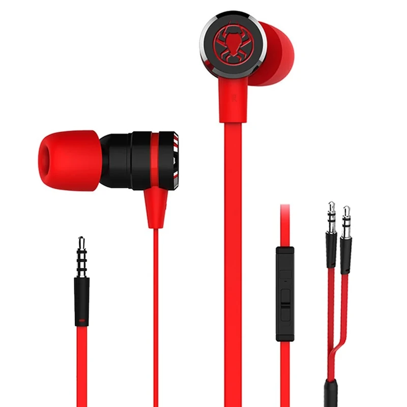 Gaming Earbuds, Noise Isolating Stereo Bass in Ear Headphones with Microphone 86 Inch Long Cord Extension Cable PC Adapter Magnetic Headset Earphones for Computer, iPhone, Samsung, Laptop, PSP - Red