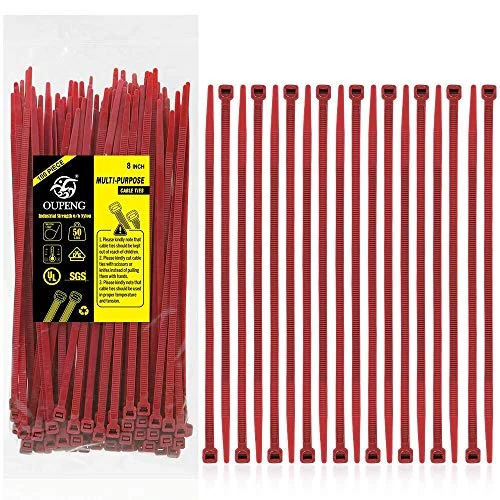 OUPENG 8-Inch Red Nylon Zip Ties - 100 Pack Heavy Duty 50lb