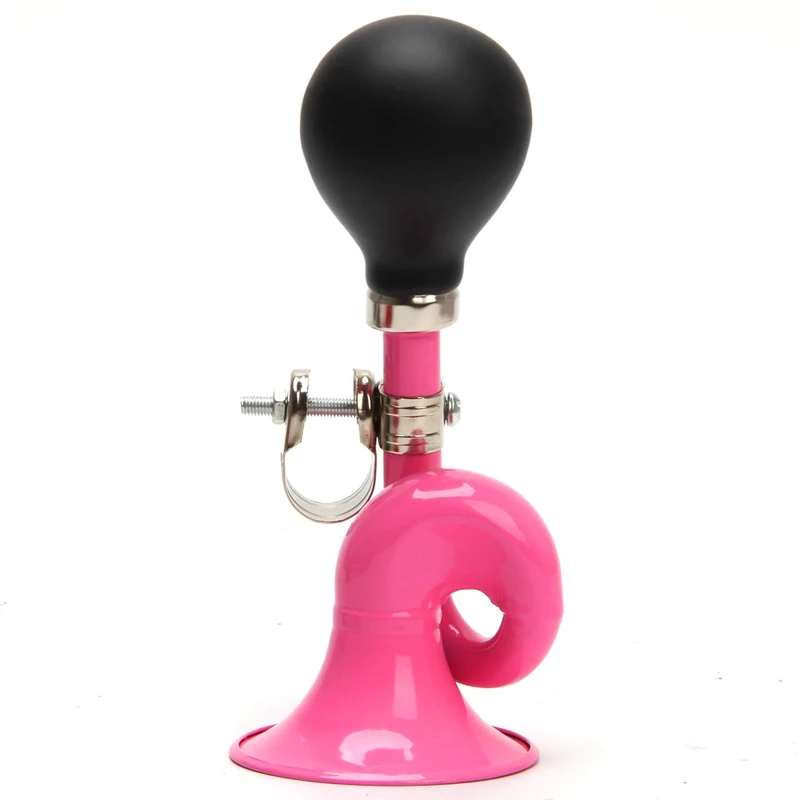 Bugle Horn, Retro Clown Horn, Kids Bike Horn, Coolrunner Classic Vintage Metal Twist Loudspeaker Siren Hooter Snail Air Horn for Vehicles Bicycles Golf Cart (Pink)