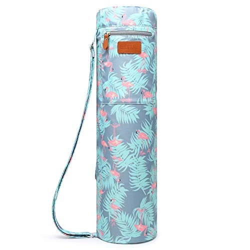 ELENTURE Canvas Yoga Mat Bag with Adjustable Strap & Pockets, Full-Zip Travel Gym Tote for Women & Men, Fits 1/4" & 1/3" Thick Mats, Lightweight Carrier for Yoga, Studio, Workout, Outdoor Use