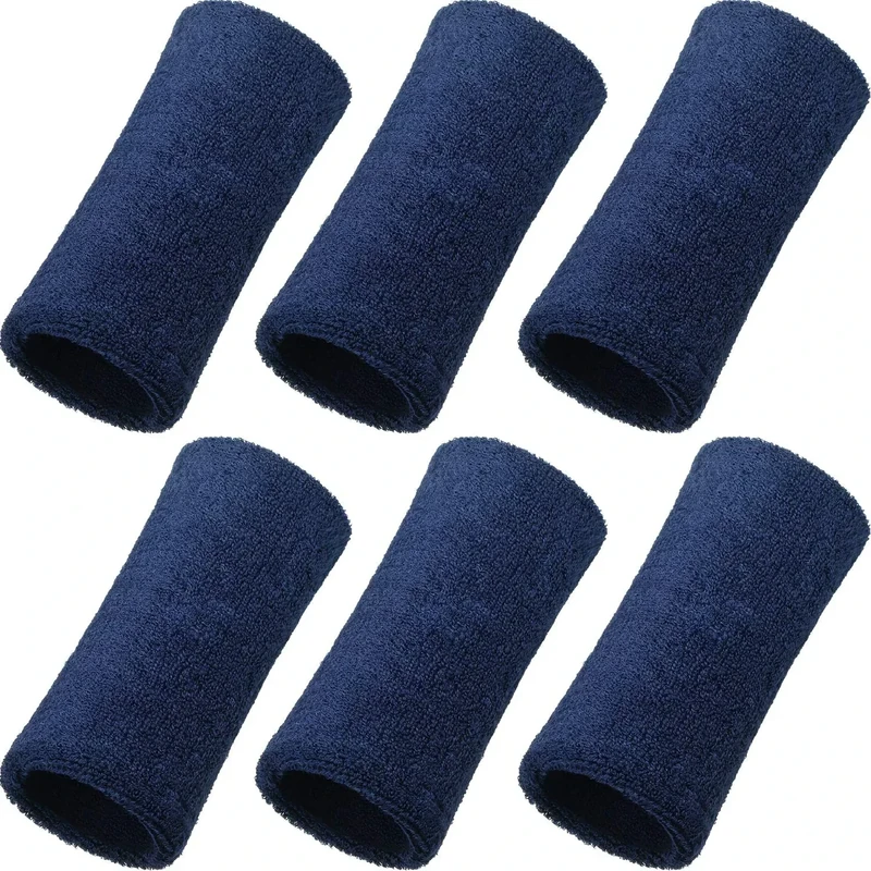 WILLBOND 6 Inch Wrist Sweat Bands for Men Women Tennis Elastic Athletic Long Sweatband Wrist Absorbent for Basketball Tennis Running Outdoor Activity(Navy)