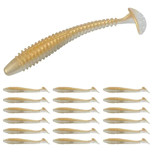 RUNCL Swimbaits Paddle 10/20/30/40PCS, 5/4/3/2 Inchs Paddle Tail, Soft Lure for Trout Crappie Bass, Durable Plastic Bait Swimmer for Saltwater/Freshwater, Fishing Lover's Gift