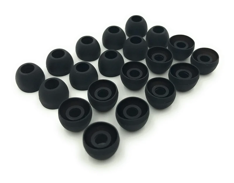 Earbudz 10 Pair Medium Black Silicone Earbud Tips - 20 pcs
