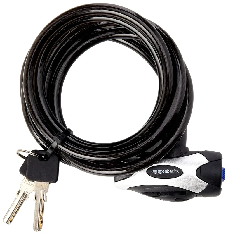 Amazon Basics Weather Resistant Bike Security Cable Lock, 70 inches Length, 8mm Diameter, Black