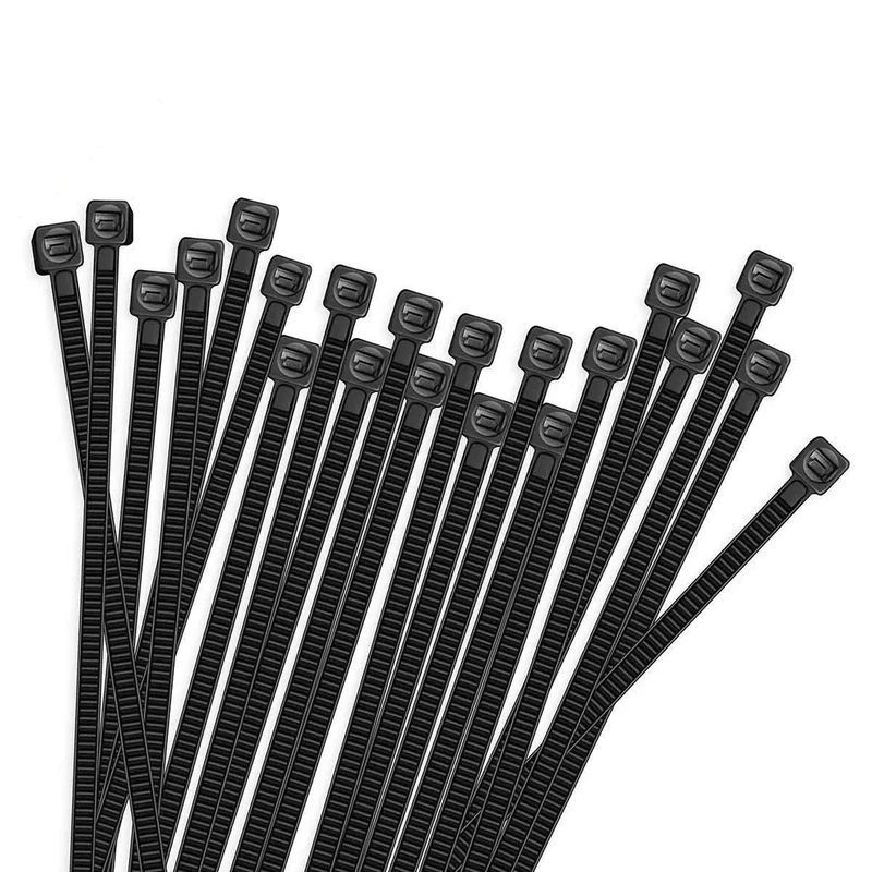 HMROPE 8 Inch Cable Ties - 100pcs, 50lb Strength, Black Nylon