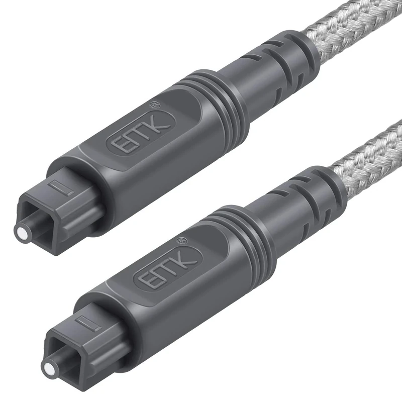 EMK Optical Audio Cable - 3.3ft (1M) Grey Toslink SPDIF Male to Male
