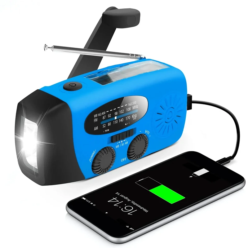 RunningSnail Crank Radio LED Light - AM/FM Weather, 2000mAh Bank, USB