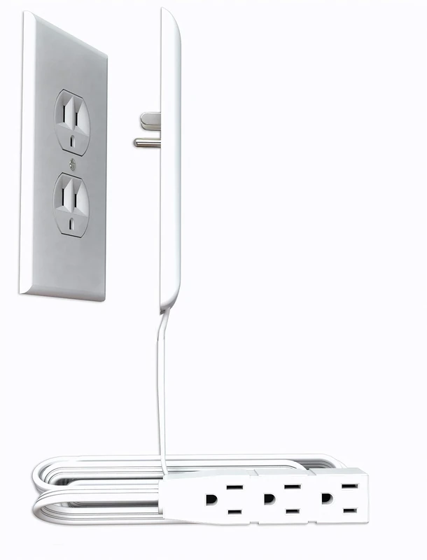 Sleek Socket Ultra-Thin Cover with 3-Outlet Strip - 8ft Cord Kit