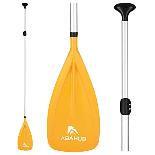 Abahub SUP Paddles - 3 Piece Adjustable Stand up Paddle - Lightweight Oar for Paddleboard, Adjustable Aluminum Alloy Shaft 68" - 84", Yellow Plastic Nylon Blade