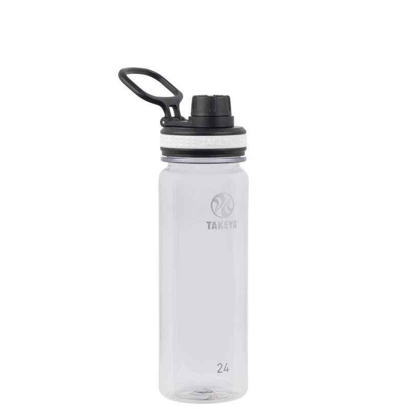 Takeya Tritan Sport Water Bottle with Spout Lid - BPA-Free & Dishwasher-Safe Water Bottle - Reusable Bottle with Lid Handle - Simple Leak-Proof Water Bottle - 24 oz, Clear